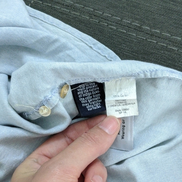 J Crew Chambray Pop Over Top - Picture 5 of 5